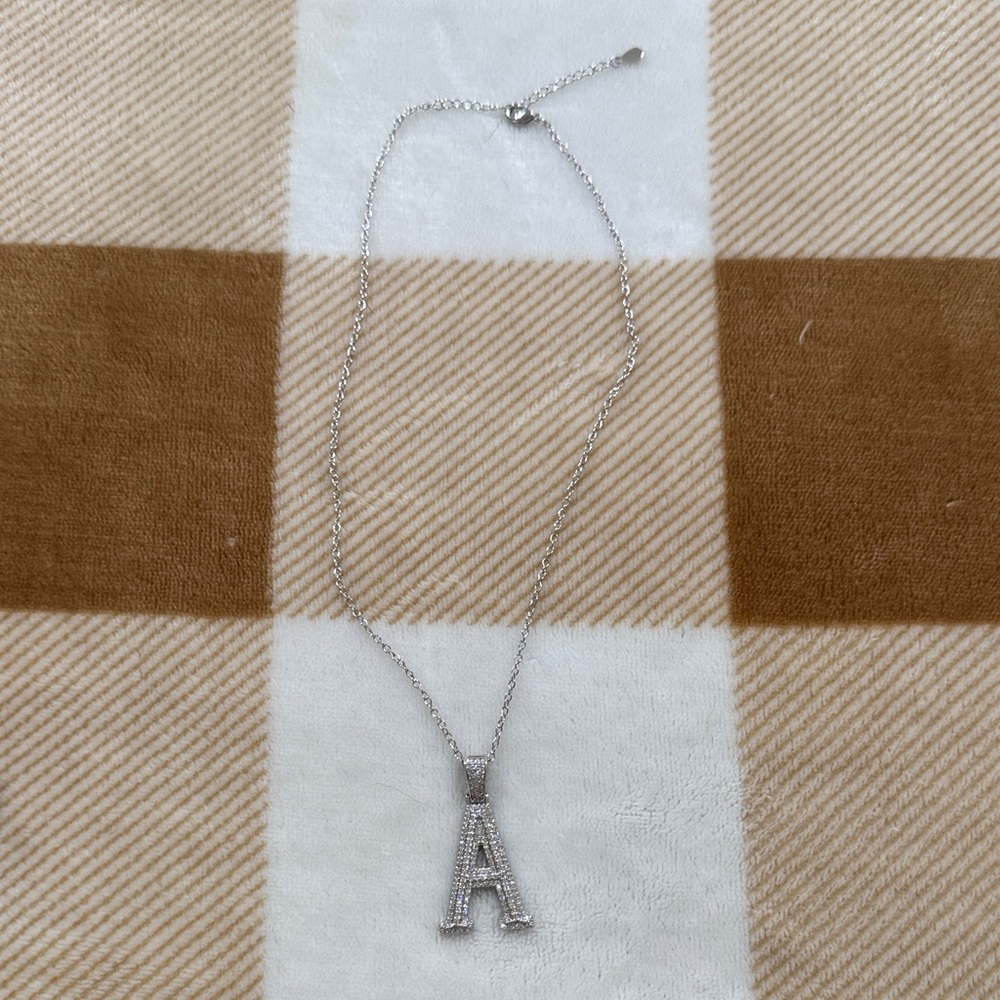 GRA & Gales Moissanite Letter A Pendant Necklace - Picture 3 of 5